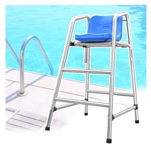 Genérico Escaleras para Piscinas Silla de Salvavidas Acero Inoxidable Observación de socorristas Playa Piscinas Cancha de Tenis Árbitro Socorristas Altos, Silla de Salvavidas para Piscina con Gancho