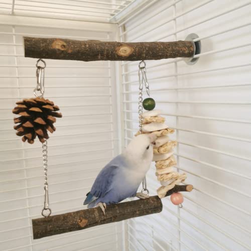 Bird Perches Cage Toys Parrot Wooden Swing With Perch Play Gyms Exercise Stands With Acrylic Wood Swing Ferris Wheel Chewing For Animals Green Cheeks, Baby Lovebird, Chinchilla, Hamster Budgie #TOP6