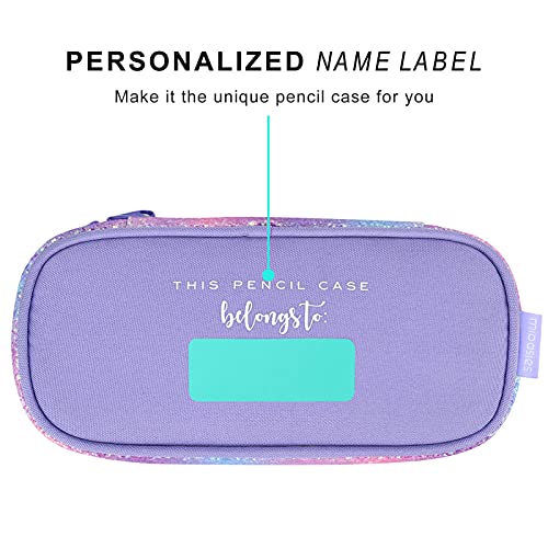 Image of mibasies Girls Pencil Case for Kids, Multi-Slot Pencil Pouch, Pink Purple Rainbow