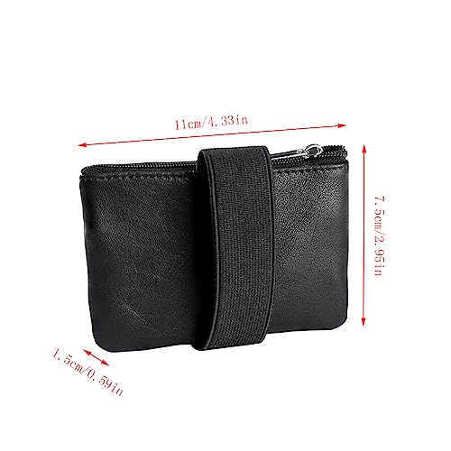 1 Pcs Leather 2 Zipper Coin Purse Wrist Bag With Key Ring, Coin Organizer, Change Holder,Card Case, Mini Slim Leather Zipper Storage Bag for Men & Women2