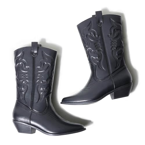 J. Adams Lasso Cowgirl Boots for Women - Mid Calf Low Heel Western Boot3