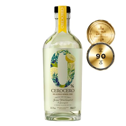 CeroCero White Grapefruit & Lemongrass Non Alcoholic Gin, Bright and Vibrant Premium Non Alcoholic Spirits - Halal, Low Sugar, Vegan and Gluten-Free, Part of the Spirits of Virtue Range (700ml)
