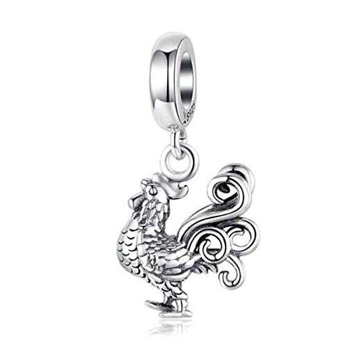 Bijoux Charms Poulet en Argent Sterling pour Femme et Collier Pendentif