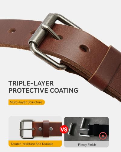 Image of Chaoren Leather Ratchet Belt 2 Pack Dress with Click Sliding Buckle 1 3 /8 inch in Gift Set Box - Adjustable Trim to Fit