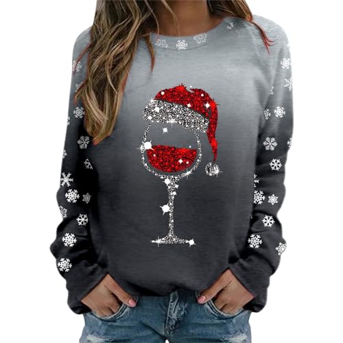Weihnachtspullover Damen Langarmshirt, Pullover Weihnachten Damen...