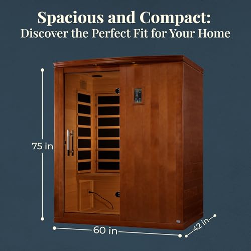 Dynamic Saunas DYN-6310-04 ELITE Madrid Elite 3 Person Capacity Puretech Ultra Low Emf Infrared Therapy Home Sauna Box thumb #2