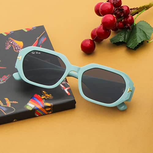 Image of Ted Smith and Stylish Hexagonal Sunglasses For Men Women | Full Rim & 100% UV Protection | Grey Lens & Acetate Frame | Medium | (53-21-145)