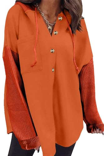 Image of SHEWIN Women Oversized Hooded Sweatshirt Loose Fit Casual Button Hoodies with Pocket 2026
