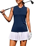 Picture of COOrun Womens Golf Sleeveless Shirt Quick Dry Sports Polo Shirts Athletic Tank Tops with Zip Navy