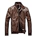 Produktbild Slim Lederjacke Einfarbiges Herren Motorradjacken Top, Männer Winter Leder Jacke Biker Motorrad Reißverschluss Langarm Mantel Top Blusen