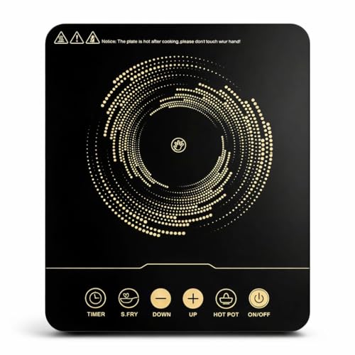 Induction Cooktop 2200W with Grill Rack |Infrared Induction |Glass Top Digital Touch Control | Auto-Off Safety | 2 Cooking Modes | Works with All Cookware | Black
