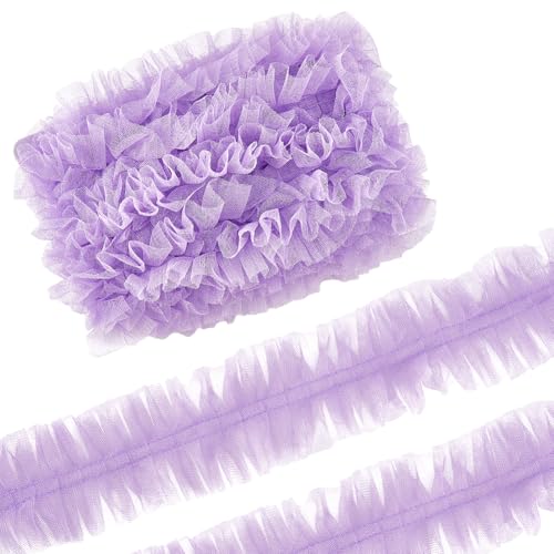 GORGECRAFT 9M Ruban de Bordure en Dentelle Plissée 6cm Bordure Froncée à Volants Tissu à Volants Vintage Brodé Couture Robe Appliques Patchs Garniture pour...