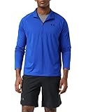 Material y forma – Camiseta para correr de hombre Under Armour UA Tech 20, ligera sudadera con cremallera, forma – ancha, material – 100% de poliéster
