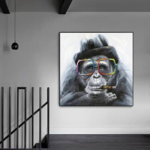 Décorations pour la maison singe avec lunettes toile moderne - 4