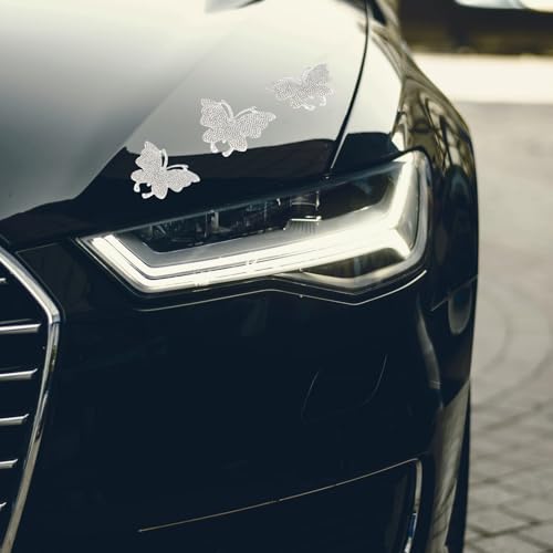 Image of 14PCS Butterfly Car Decals, Silver Rhinestone Butterflies Stickers, Bling Crystal Car Sticker, Self-Adhesive Decal for Women, Auto Decal for Bumper Window, Decorative Stickers for Car Laptops Phone