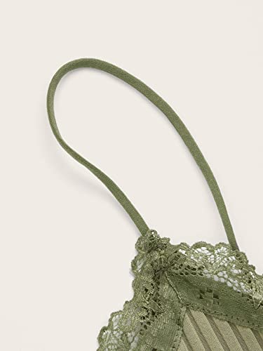 Soly Hux Women's Y2K Gothic Lace Trim Cami Crop Top Sleeveless Sexy Tank Tops Camisole Clubwear Outfit Army Green M #TOP2