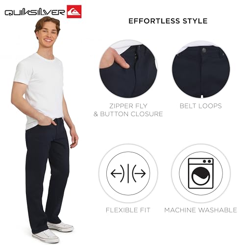 Quiksilver Men's 5 Pocket Straight Fit Stretch Waist Casual Chino Pants, Eclipse, 38W x 34L by Quiksilver - Image 6