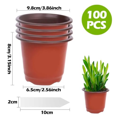 Pot de Fleur Plastique 100 Pièces Pots de Plantes en Plastique, Pots semis 9,8 cm Diamètre Pot Plastiques pour Semis, Plantes, Succulentes, Boutures et Repiquage – Image 4