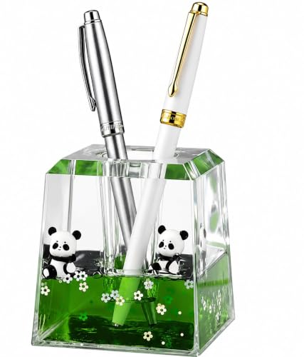 Image of Kawaii Panda Liquid Motion Paperweight with Floating Glitter, Unsinkable Fluid Sensory Desk Toy, Decorative Stress Relief Accessory for Office, Home, Study Table, Kids & Adults