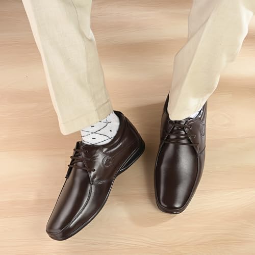 Image of Blue Leather By Centrino mens 4081 Blue Leather Men's Formal Shoes | Genuine Leather Upper with Cushioned Footbed | Sleek & Stylish Design for Office & Formal Wear Lace-up design | Durable Anti-Skid Sole