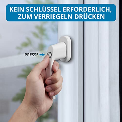 AUTOUTLET Abschließbare Fenstergriffe, 2PCS Aluminium Sicherheitsfenstergriff Fensterschloss Kindersicherung mit Druckknopf & Schloss in Stiftlänge 35mm, Fenster Windows Türgriffe Balkontürgriff(Weiß)