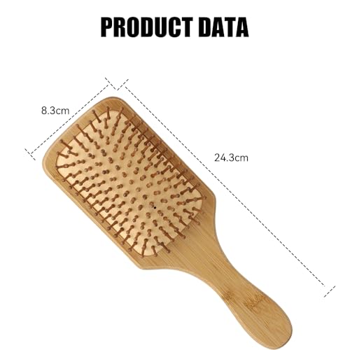 Haarbürste Bambus-Haarbürste für Locken, Quadratische Holz-Kämmung, Anti-Frizz, Entwirren und Verbesserung der Haartextur, geeignet für Männer, Frauen und Kinder