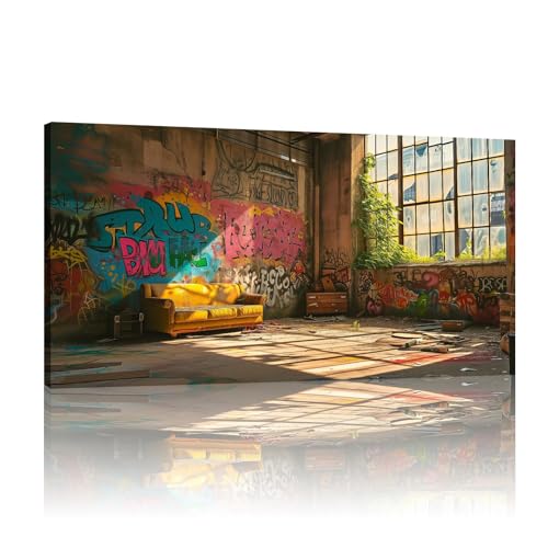 Tableau abstrait Banksy impression sur toile haut de gamme 16x31in