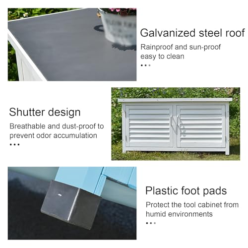 Terrassenbox für den Außenbereich, Terrassenaufbewahrung aus Massivholz und Metall, Gartenbox mit Kunststofffüßen für Balkon und Terrasse