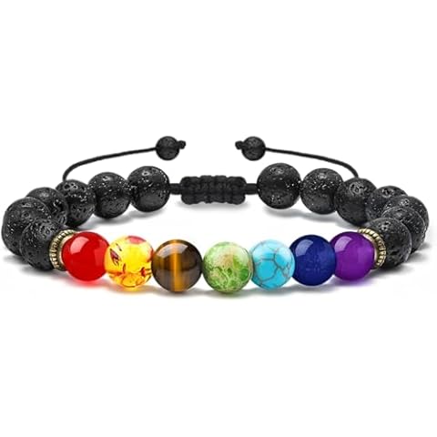 Poeuo Men's Natural Stone Bracelet -8mm Tiger Eye | Matte Agate | Men's Molten Rock Bracelet Youth Boy Gift Birthday Anniversary Father's Day Gift for Him Cover