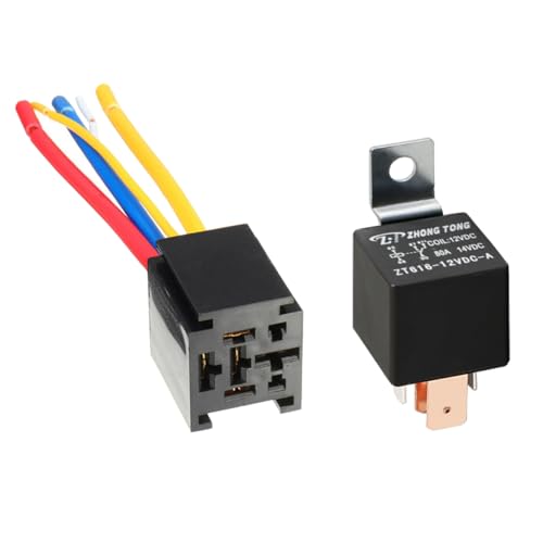 MOCNT 12V 80A Relé de Coche con Enchufe SPDT 5 Pines Automóvil Relé con Alambre 5 Terminal Interruptor de Relé Abierto Cerrado Contactor Relé Vehículo Camión Relé