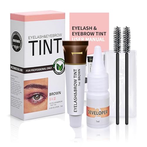 Eyebrow & Eyelash Color Kit, Professional Lash & Brow Color Kit, Eyebrow Coloring Set with Natural Bushy Effects, Easy to Use, 7ml, Brown