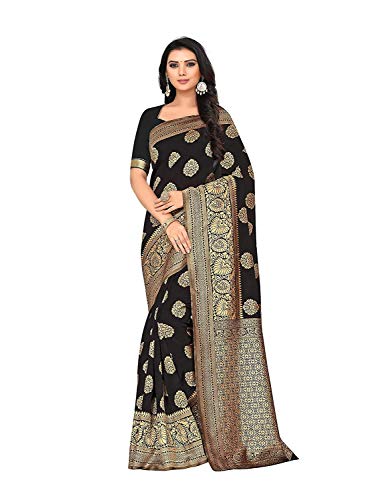 leeza store Women's Kanjivaram Soft Silk Banarasi Rich Pallu Sarees With Blouse Piece (Image - 2)