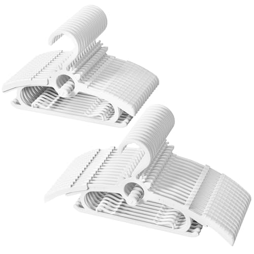 Kids Hangers 30PCS, 11"-14" Extendable and Stackable Baby Hangers, 45g Ultra-Thick Space Saving Non-Slip Plastic Hanger for Infant, Toddler and Nursery Closet, White