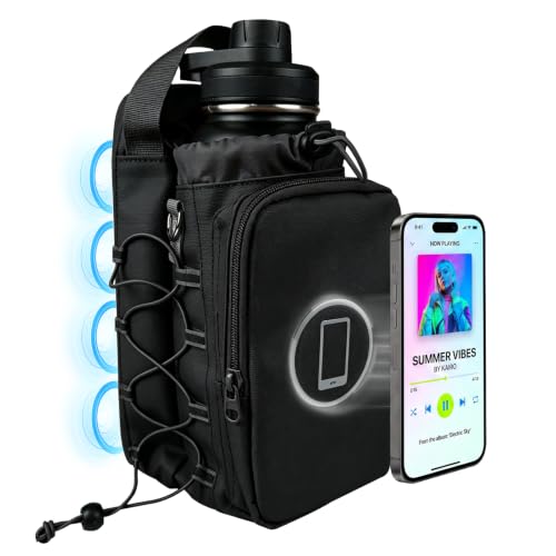 JACZZO Magnetic Gym Bag Water Bottle Holder Hands-Free Phone Mount Gym Gifts for Women and Men (Black)