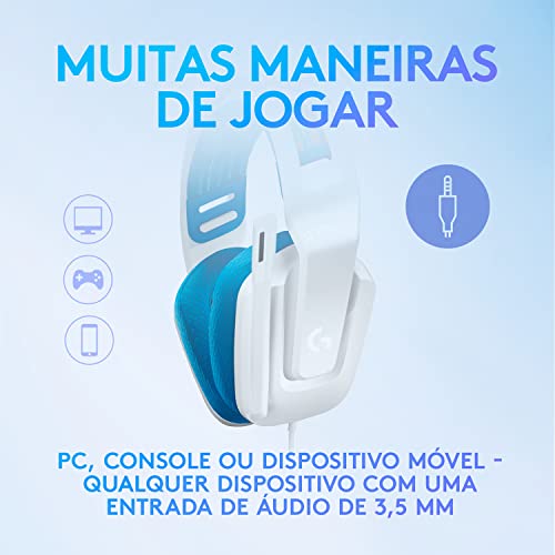 Headset Gamer Logitech G335 com Almofadas com Espuma de Memória, Design Leve e Conexão 3,5mm para PC