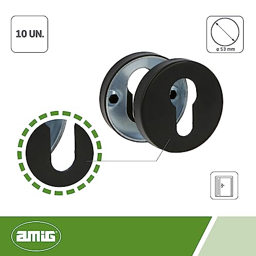 Douille poignées rosette ronde Amig acier noir pour rénovation maison moderne - 4