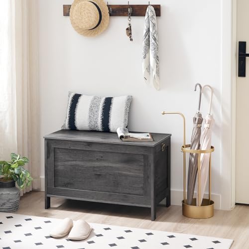 image for HOOBRO Toy Box, Retro Wooden Look Storage Chest with Safety Hinge, Ent