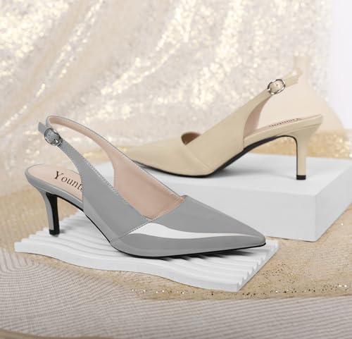 Women Slingback Pumps Ankle Strap D'Orsay Stiletto Mid Heel Close Pointed Toe Heels Kitten Dress Shoes Comfortable 2.5 Inches Sandals4