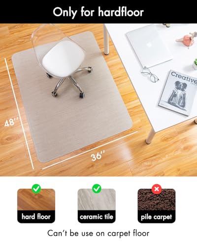 Image of Baroyal Office Chair Mat for Hardwood Floor Under Desk Computer Rolling Chair Mat for Wood /Tile Floor Non-Slip Heavy Duty Desk Rug PVC Plastic Hard Floor Protector 36 inch x 48 inch (Parchment)