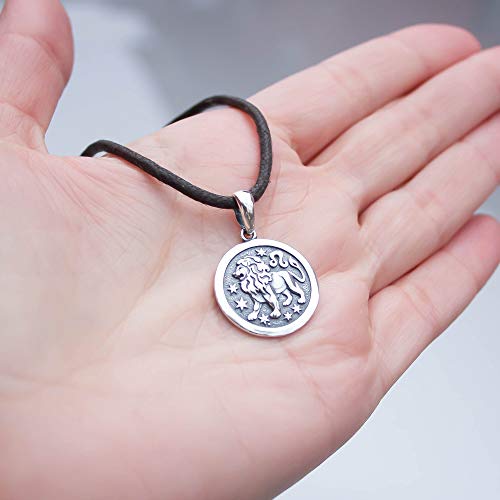 Zodiac Sign Pendant Necklace 925 Sterling Silver Horoscope Medallion Coin Disc Choker Charm Constellation Astrology Jewelry for Men Women4