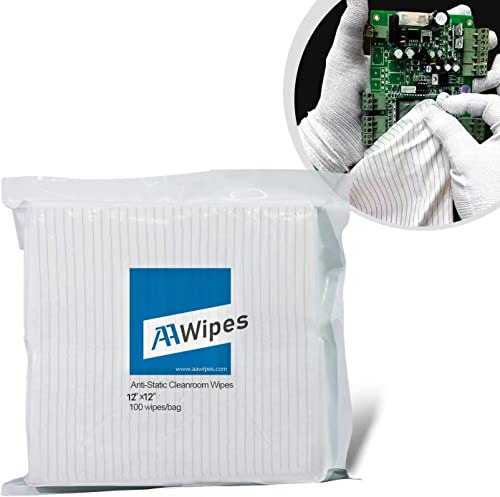 AAWipes Paños de limpieza para sala limpia (grado A) - Descarga electrostática segura (ESD) - Limpiaparabrisas especiales ESD - Limpiaparabrisas estático libre de pelusas (12 x 12 pulgadas) 100 piezas Cover
