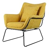 patas hechas: acero Selsey Tale - Sillón para la Sala de Estar - Amarillo - Base Negra – Moderno
