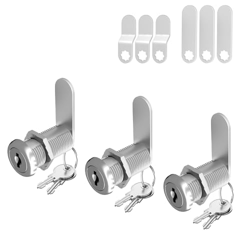 BOZXYE 3 Pcs Cabinet Locks with Keys 1-1/2 Cam Locks keyed Alike RV Storage Lock for Storage Door Cabinets Drawer Tool Box Lock Zinc Alloy