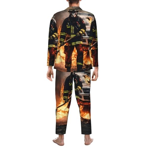 Pyjama long homme pompier en coton doux pour la relaxation - 5