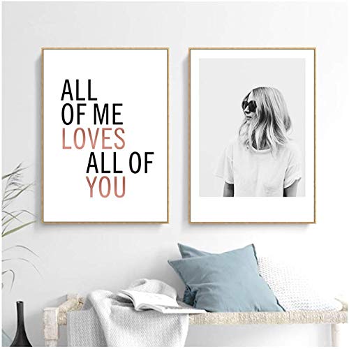 Portrait art toile minimaliste noir et blanc 50x70cm affiche murale pour salon