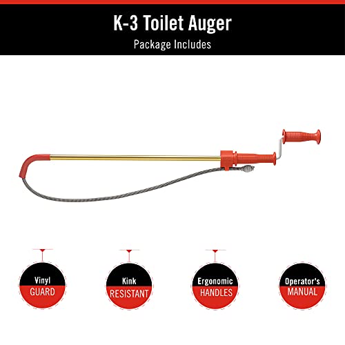 Ridgid 59787 Model K-3 Toilet Auger With Unclogging 3-Foot Snake And Bulb Head thumb #6