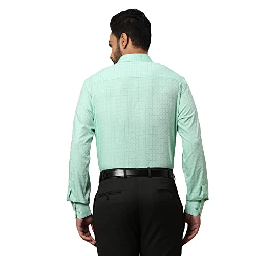 Image of Park Avenue Men's Full Sleeve Slim Fit Medium Green Formal Shirt