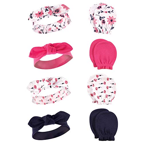 Image of Hudson Baby Baby Girls' Cotton Headband and Scratch Mitten Set