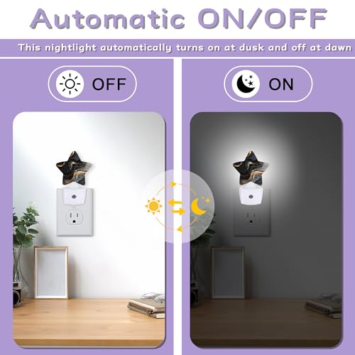 Image of Black Gold Marble Night Lights Plug Into Wall Decorative,Abstract Marble Nightlight with Dusk Sensor for Bathroom,Kitchen,Entryway,Room Accent,Gifts