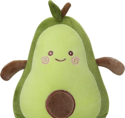 Image of Inky Ponky Cute Avocado Plush Toy | Soft & Huggable Stuffed Fruit with Embroidered Face & Brown Pit | Fun Kids Room Decor for Girls, Boys & Plush Lovers